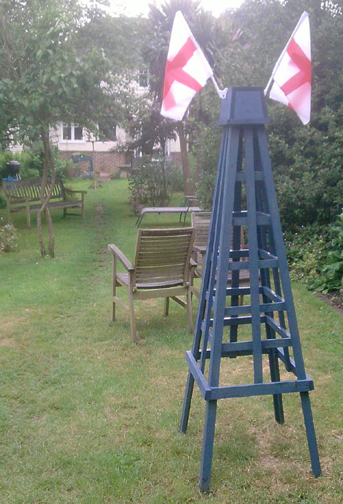 England flags on an obelisk