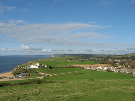 hive beach from the burial mound, burton bradstock, dorset